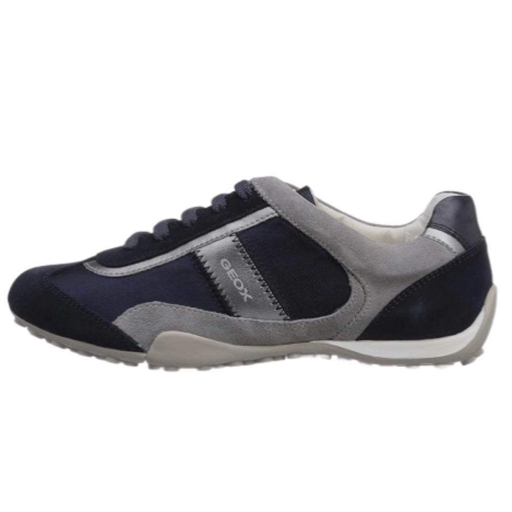 Geox D Snake B Navy Grey Canvas Suede Breathable Sneakers Women's 5 35 NEW BNIB